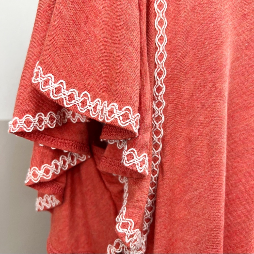 Max Studio Flutter Sleeve Embroidered Trim Jersey… - image 8